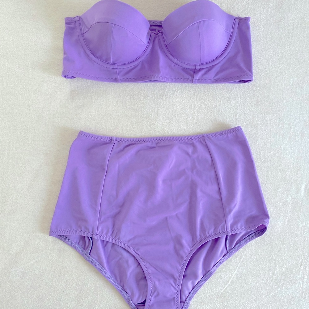 Lilac Topshop high-waist bandeau bikini US 6 new